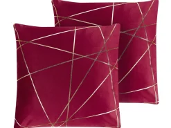 Sæt af 2 pyntepuder PINUS Velour 45 x 45 cm Rød Geometrisk mønster