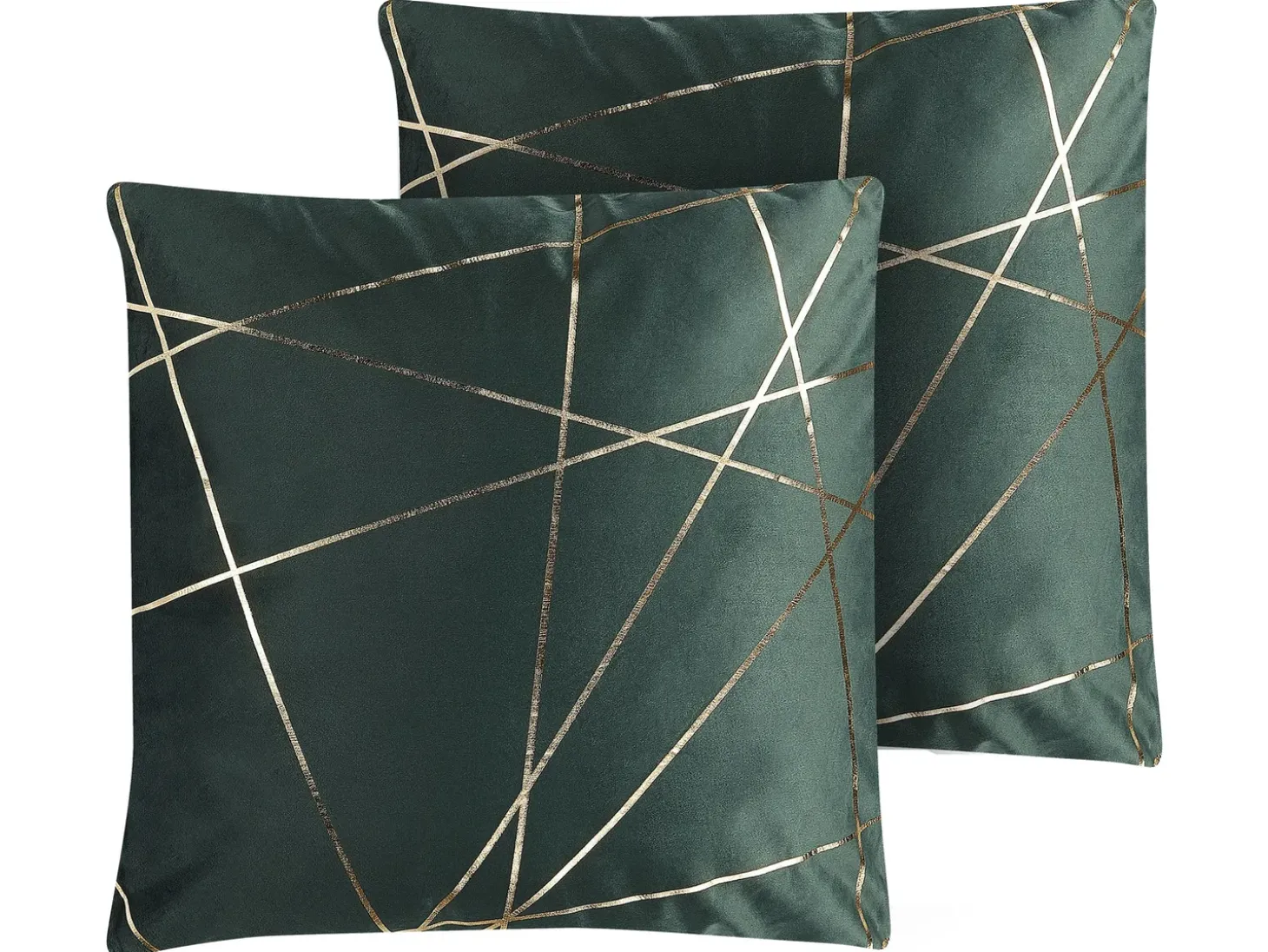 Sæt af 2 pyntepuder PINUS Velour 45 x 45 cm Mørkegrøn Geometrisk mønster