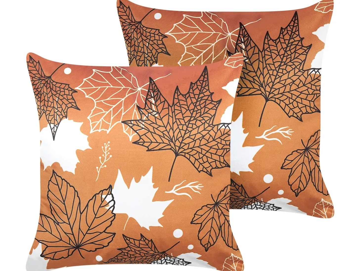 Sæt af 2 pyntepuder POINSETTIA Velour 45 x 45 cm Orange Plante mønster