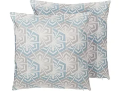 Sæt af 2 pyntepuder PRIMROSE 45 x 45 cm Himmelblå Ikat
