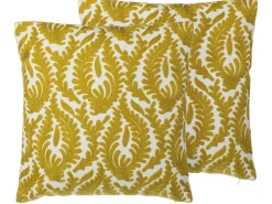 Sæt af 2 pyntepuder PRIMULA Bomuld 45 x 45 cm Sennepsgul Ikat