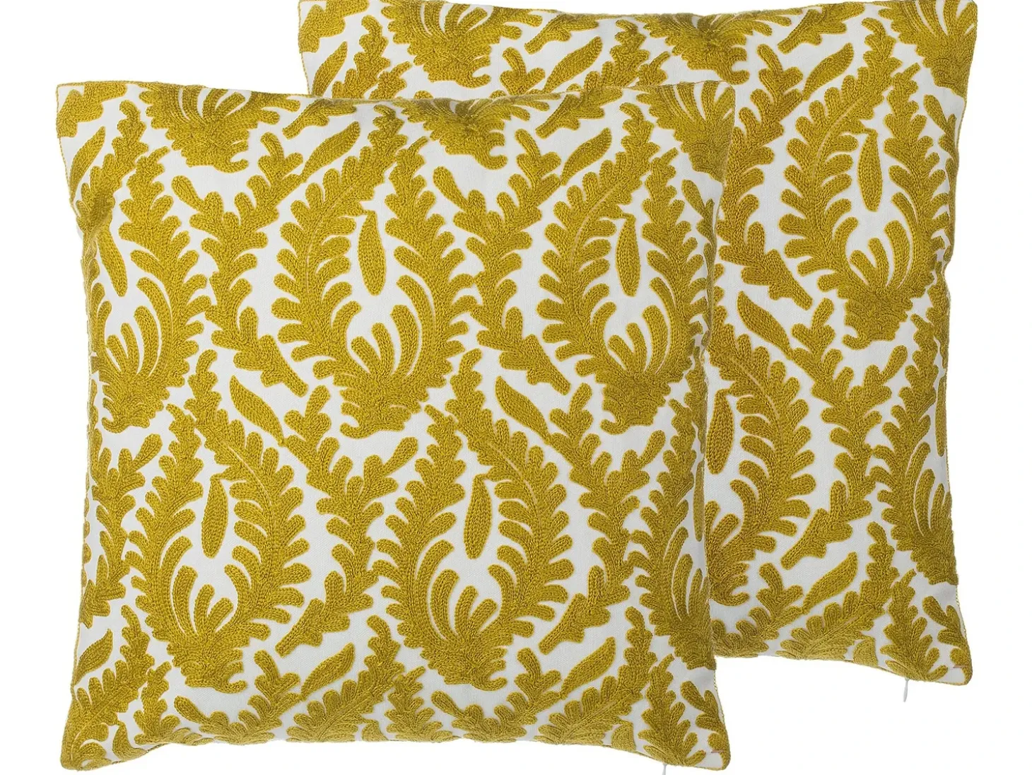 Sæt af 2 pyntepuder PRIMULA Bomuld 45 x 45 cm Sennepsgul Ikat