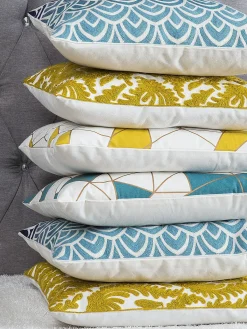 Sæt af 2 pyntepuder PRIMULA Bomuld 45 x 45 cm Sennepsgul Ikat