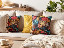 Sæt af 2 pyntepuder PROTEA Velour 45 x 45 cm Multifarvet Blomstermønster