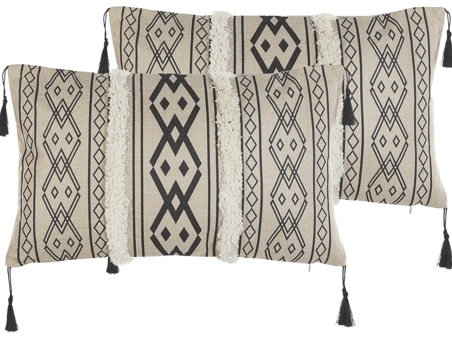 Sæt af 2 pyntepuder PULMONARIA 30 x 50 cm Beige Geometrisk mønster