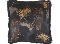 Sæt af 2 pyntepuder RAMTEK Velour 45 x 45 cm Sort Dyremønster
