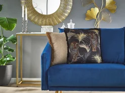 Sæt af 2 pyntepuder RAMTEK Velour 45 x 45 cm Sort Dyremønster