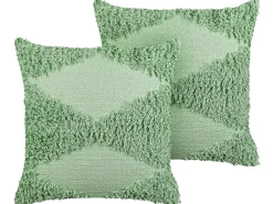 Sæt af 2 pyntepuder RHOEO Bomuld 45 x 45 cm Lysegrøn