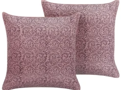 Sæt af 2 pyntepuder ROMNEYA Velour 45 x 45 cm Lyserød Blomstermønster