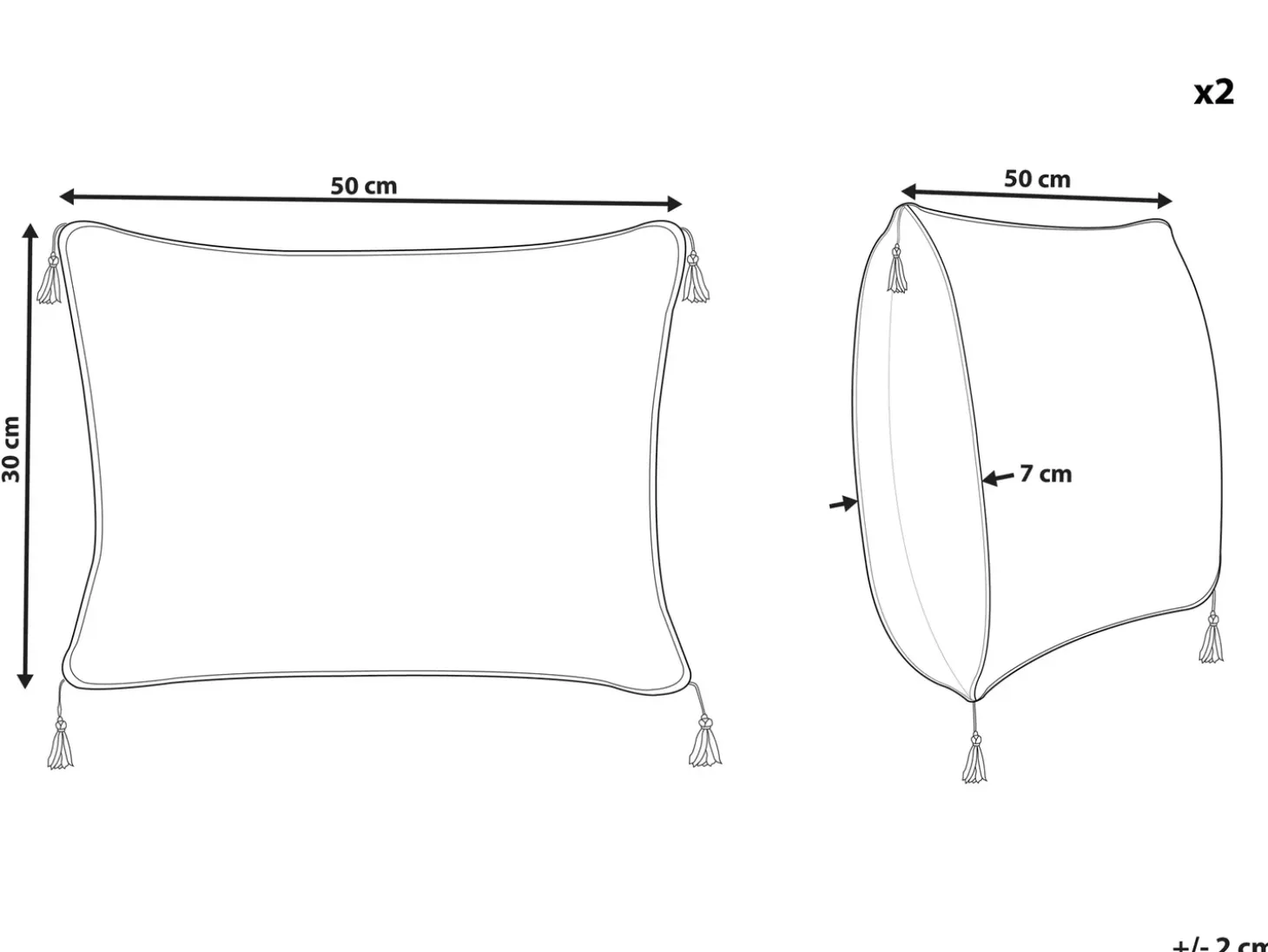 Sæt af 2 pyntepuder SCHEFFLERA Velour 30 x 50 cm Hvid Geometrisk mønster