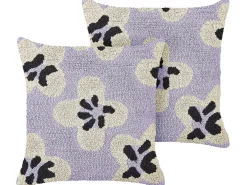 Sæt af 2 pyntepuder SOAPWORT Bomuld 45 x 45 cm Purpur