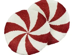 Sæt af 2 pyntepuder SWIRL CANDY Boucle 40 x 40 cm Rød