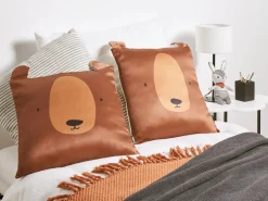 Sæt af 2 pyntepuder TEDDYBEAR Bomuld 45 x 45 cm Brun