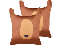 Sæt af 2 pyntepuder TEDDYBEAR Bomuld 45 x 45 cm Brun