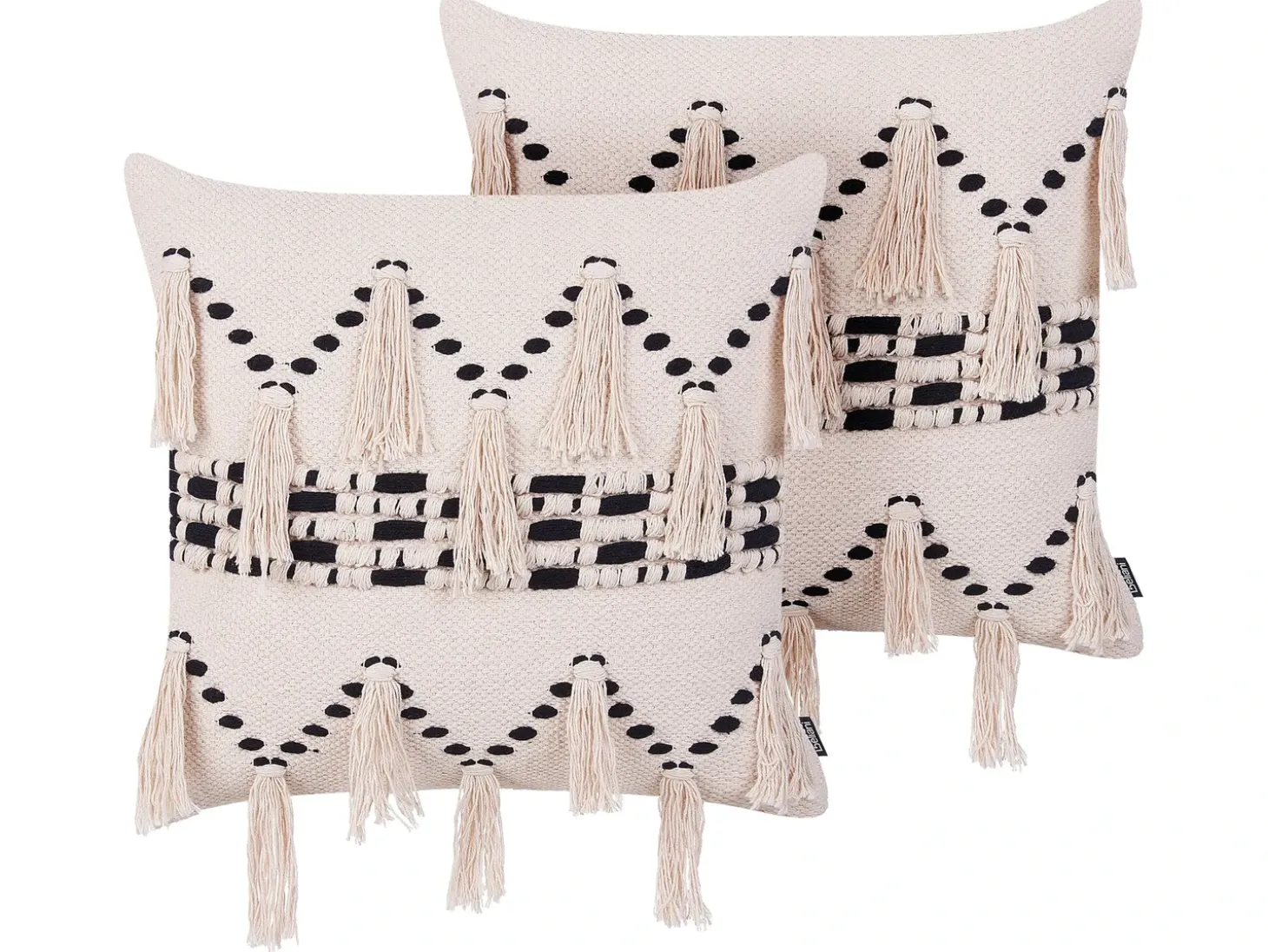 Sæt af 2 pyntepuder THONDI Bomuld 45 x 45 cm Beige Stribet mønster