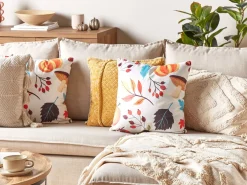 Sæt af 2 pyntepuder VISCARIA Velour 45 x 45 cm Multifarvet Plante mønster