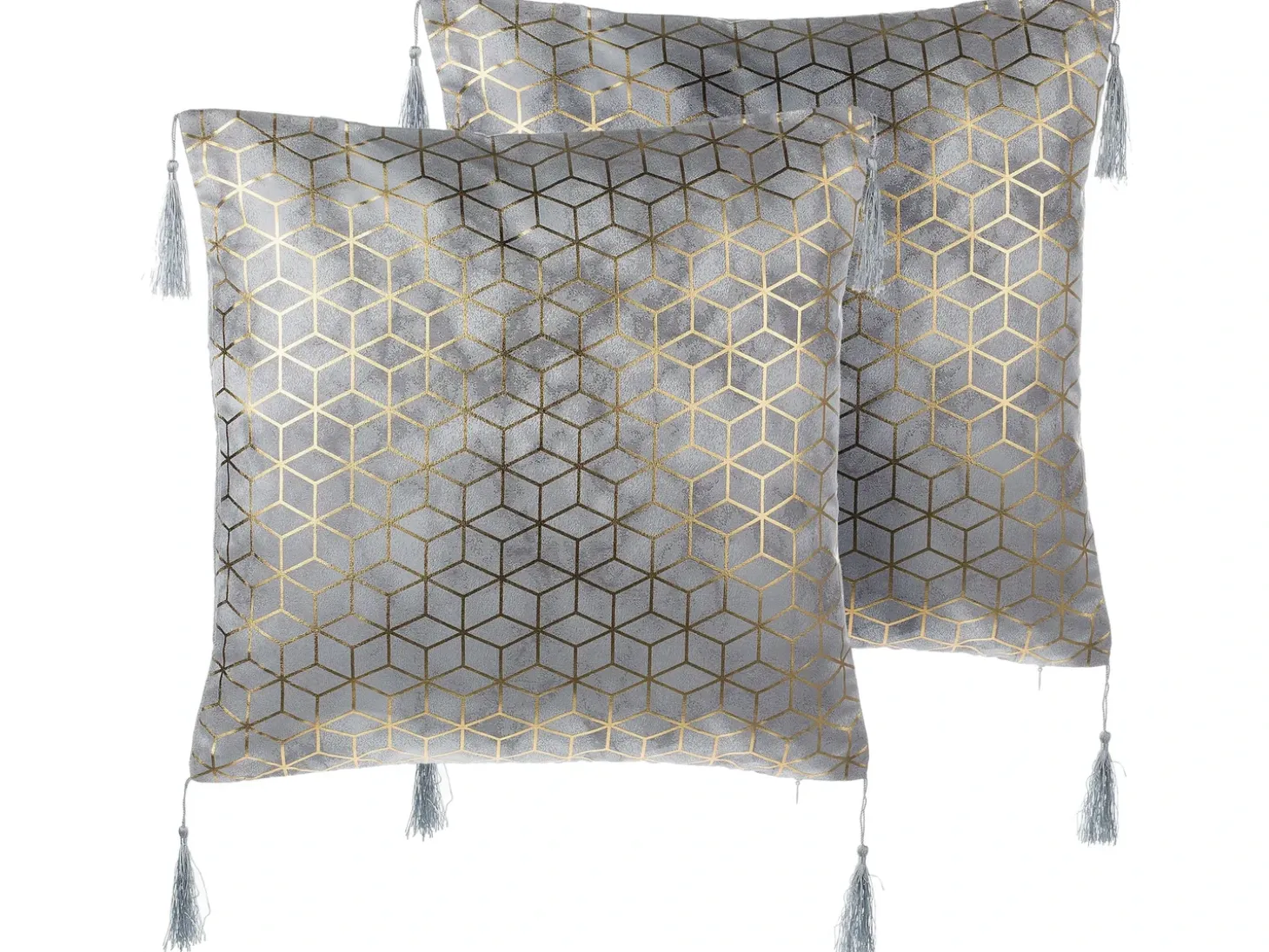 Sæt af 2 pyntepuder YARINA 45 x 45 cm Grå Geometrisk mønster