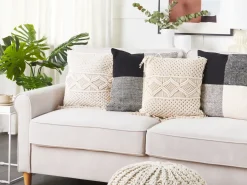 Sæt af 2 pyntepuder YORTAN Bomuld 45 x 45 cm Lys Beige Geometrisk mønster