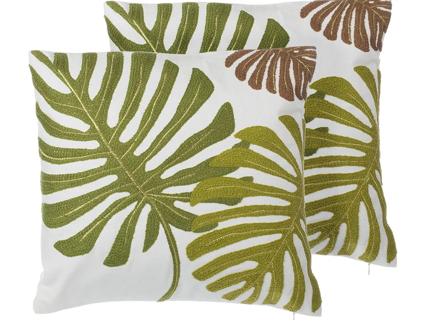 Sæt af 2 pyntepuder ZENOBIA Bomuld 45 x 45 cm Mørkegrøn Plante mønster