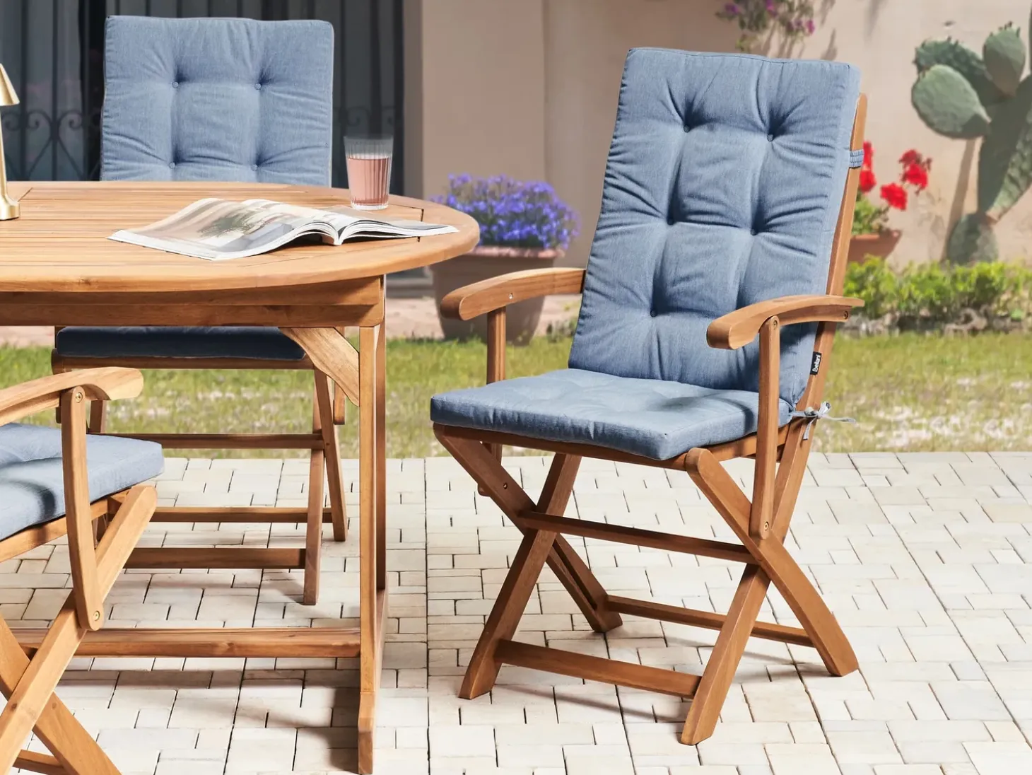 Sæt af 2 ryg-/siddehynder MAUI PREMIUM Blå