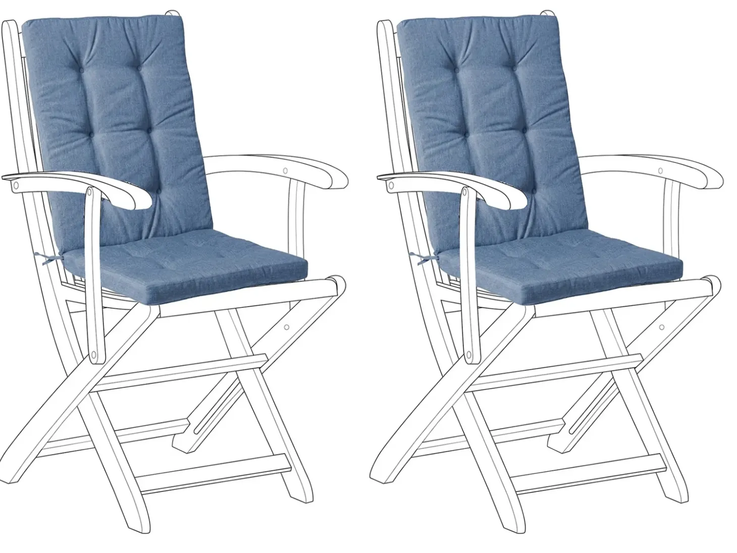 Sæt af 2 ryg-/siddehynder MAUI PREMIUM Blå