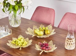 Sæt af 3 smykkeskåle Blad PEMALI Metal Guld