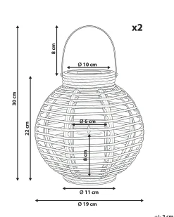 Sæt af 2 Solcelledrevne lanterne SEBU 30 cm Naturlig