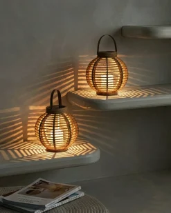 Sæt af 2 Solcelledrevne lanterne SEBU 30 cm Naturlig