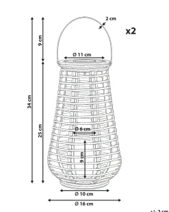 Sæt af 2 Solcelledrevne lanterne GWAYI 34 cm Naturlig