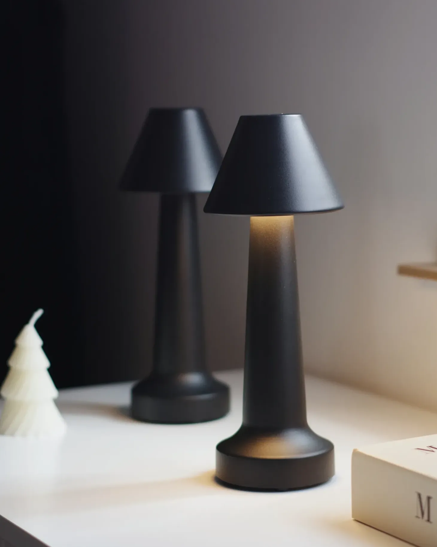 Sæt af 2 trådløse LED-bordlamper JOANES Med dæmpning Metal Sort