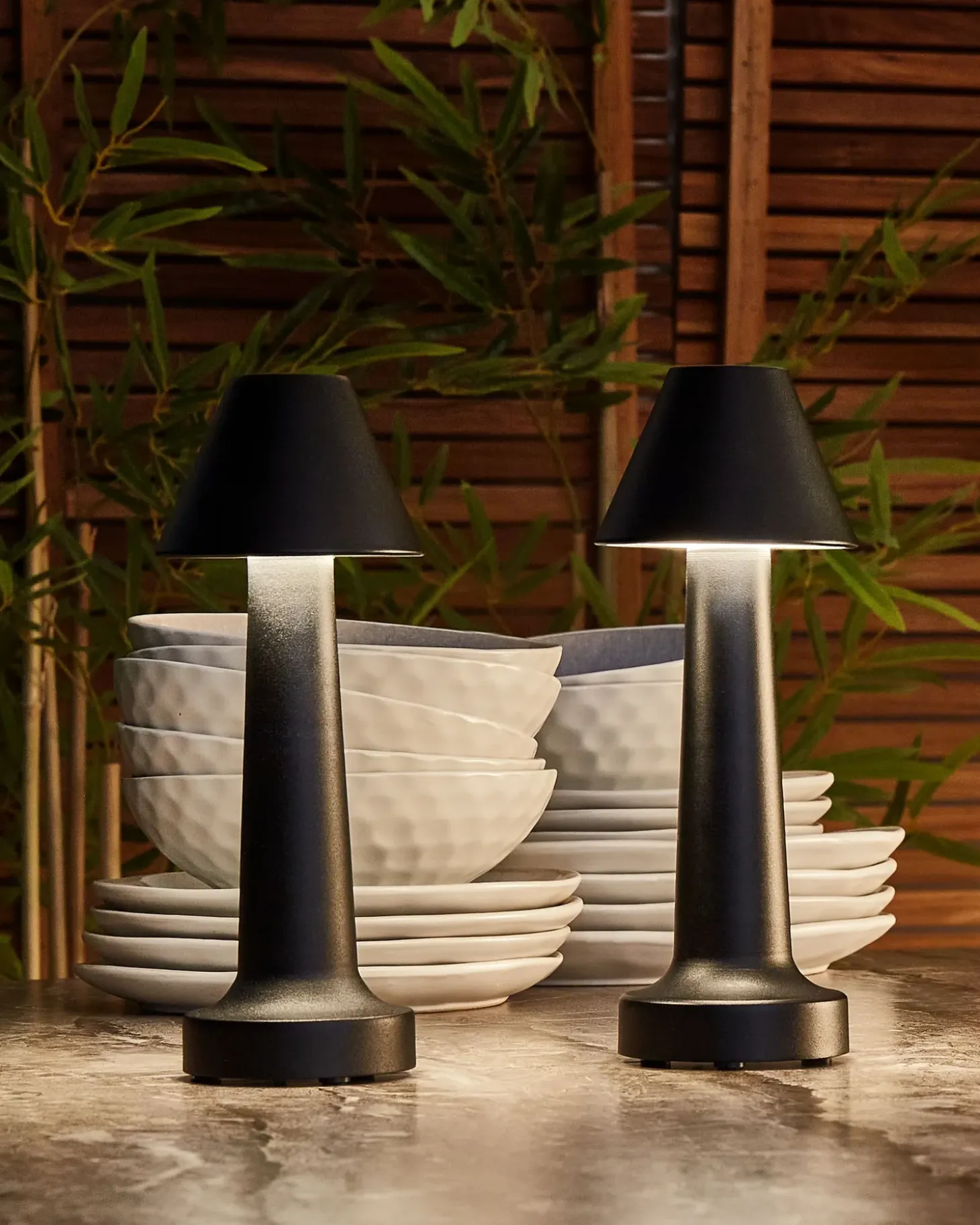 Sæt af 2 trådløse LED-bordlamper JOANES Med dæmpning Metal Sort