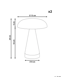 Sæt af 2 trådløse LED-bordlamper KULFO Med dæmpning Metal Guld