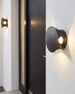 Sæt af 2 udendørs LED-væglamper MAURICE Sort