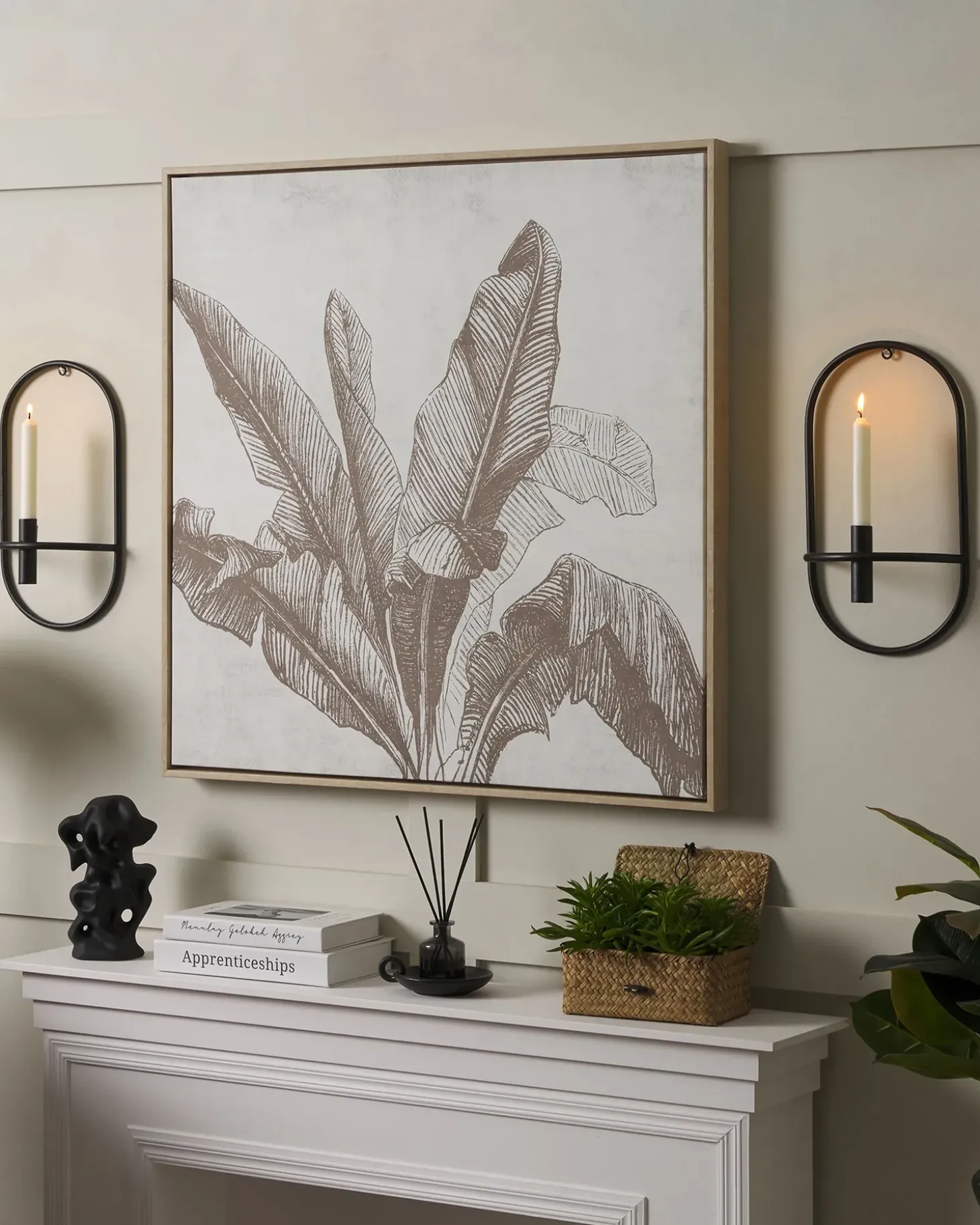 Sæt af 2 væglysestager CAVIANA Metal 38 cm Sort