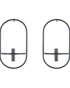 Sæt af 2 væglysestager CAVIANA Metal 38 cm Sort
