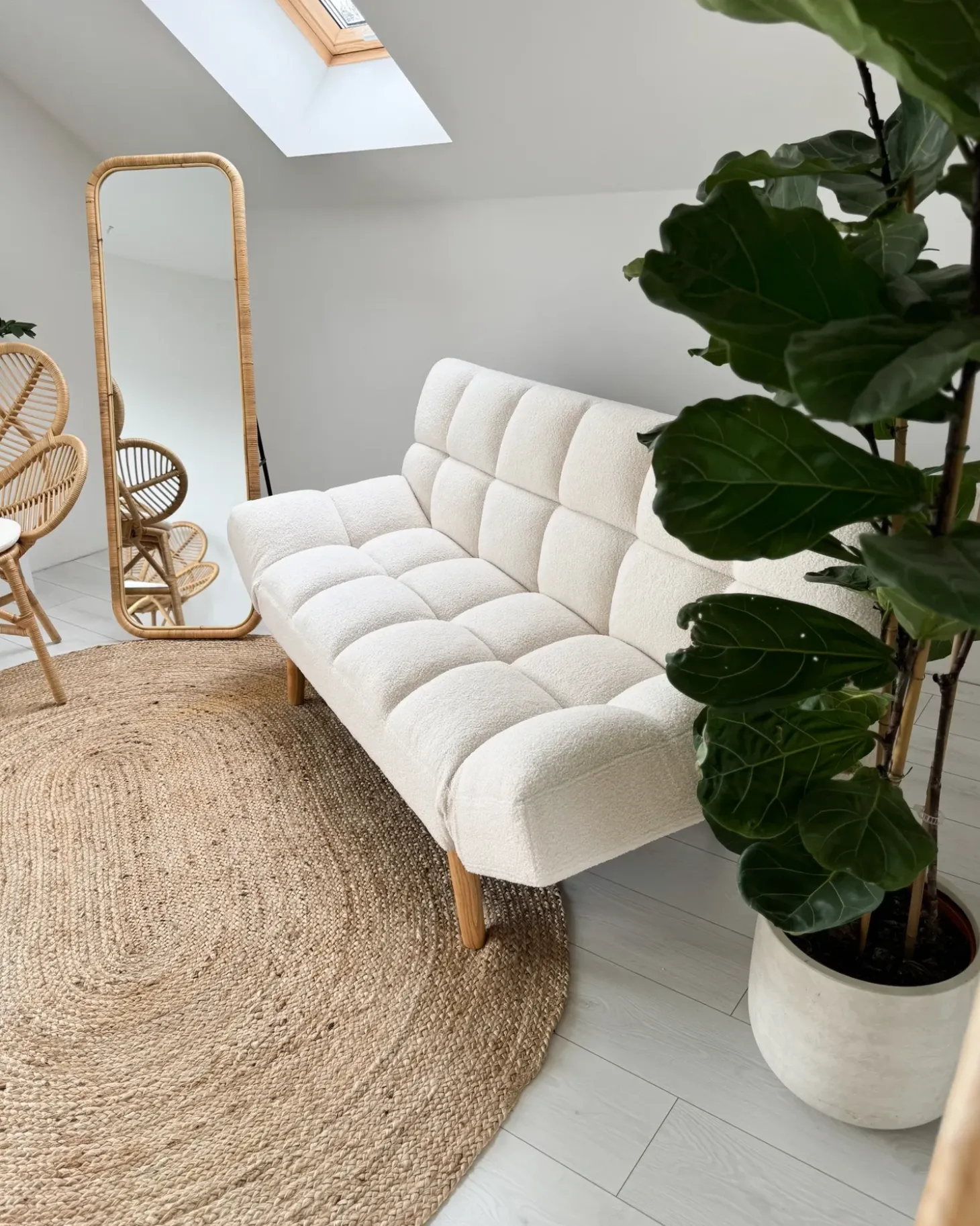 Stående spejl MALANGE 150 cm Rattan Naturlig
