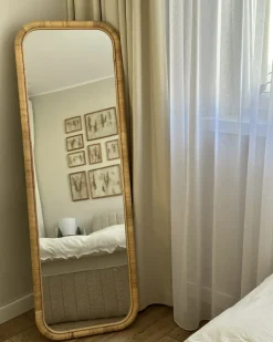 Stående spejl MALANGE 150 cm Rattan Naturlig