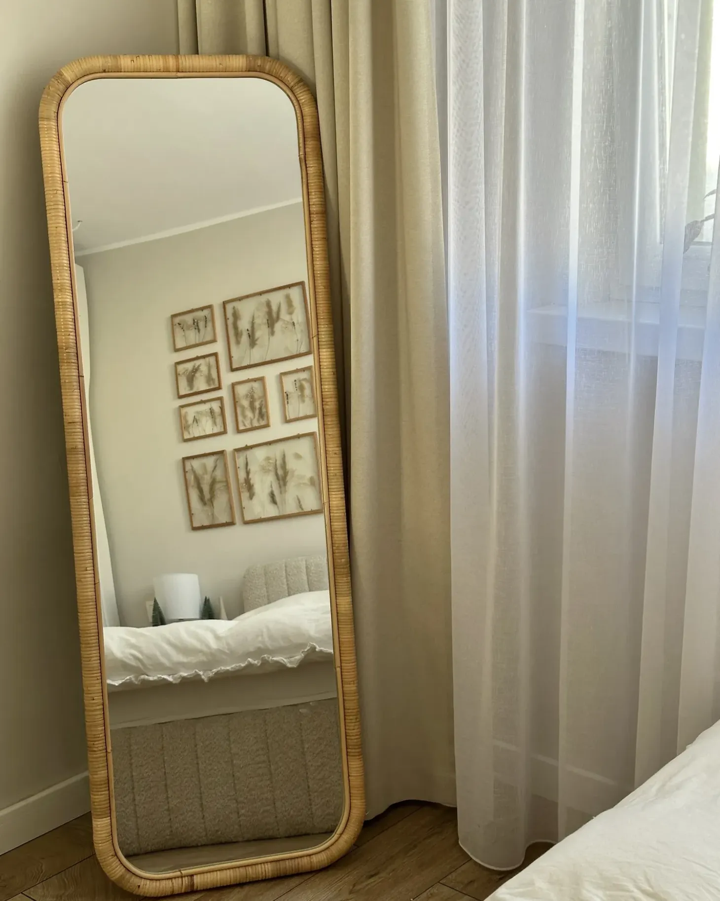 Stående spejl MALANGE 150 cm Rattan Naturlig