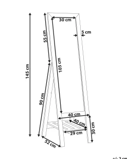 Stående spejl med hylde LUISANT 145 cm Fyretræ Lysebrun