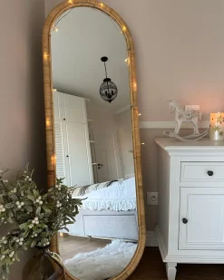 Stående spejl MONTOT 150 cm Rattan Naturlig