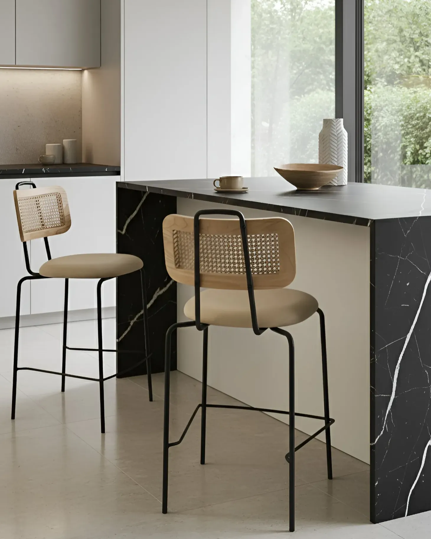 Sæt med 2 barstole ADELANTO Lys Beige
