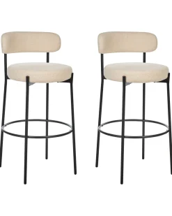 Sæt med 2 barstole ALLISON Boucle Lys Beige