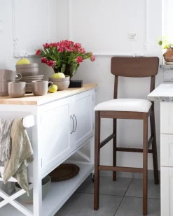 Sæt med 2 barstole AMBLER Mørkebrun/beige