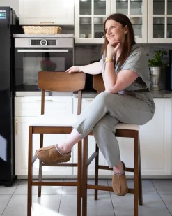 Sæt med 2 barstole AMBLER Mørkebrun/beige
