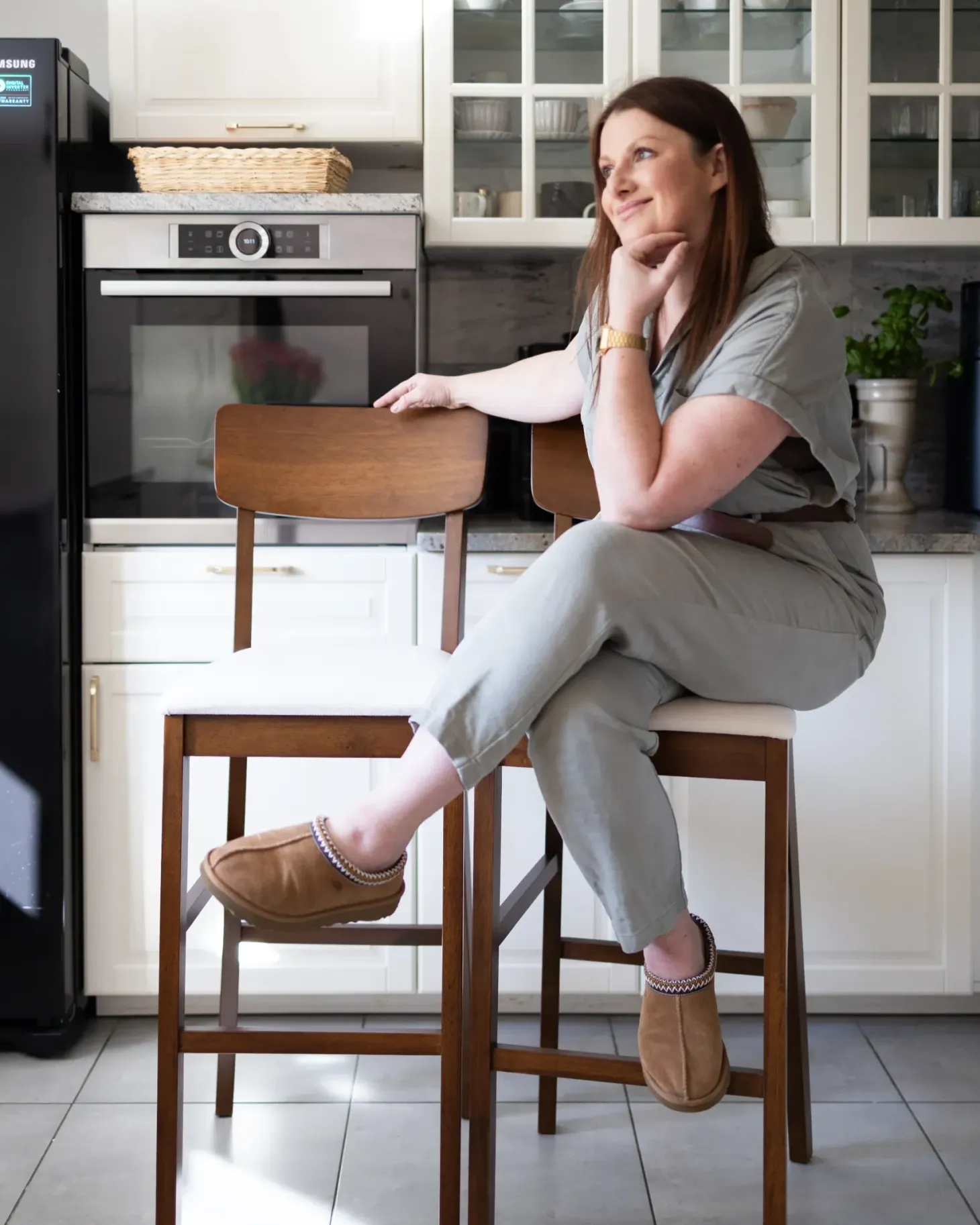 Sæt med 2 barstole AMBLER Mørkebrun/beige