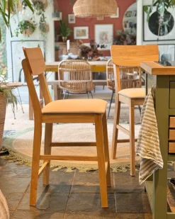 Sæt med 2 barstole AMBLER Træ Lysebrun/beige