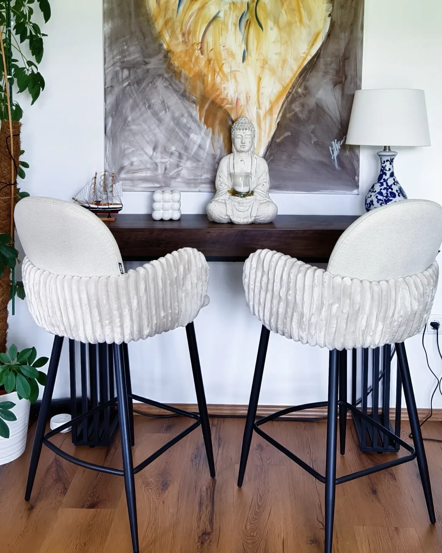 Sæt med 2 barstole AMITY Lys Beige