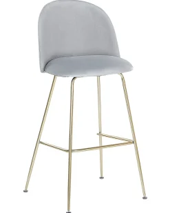 Sæt med 2 barstole ARCOLA Velour Lysegrå