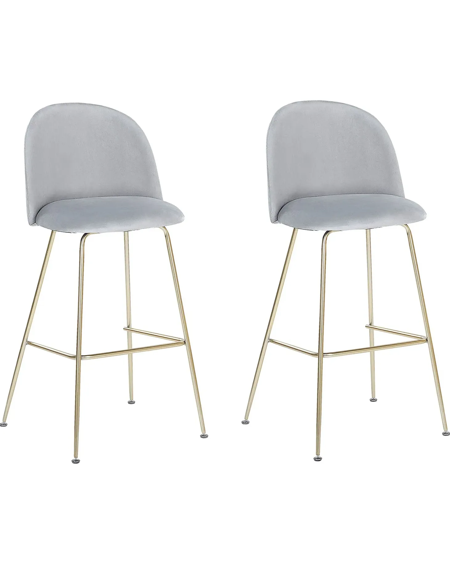 Sæt med 2 barstole ARCOLA Velour Lysegrå