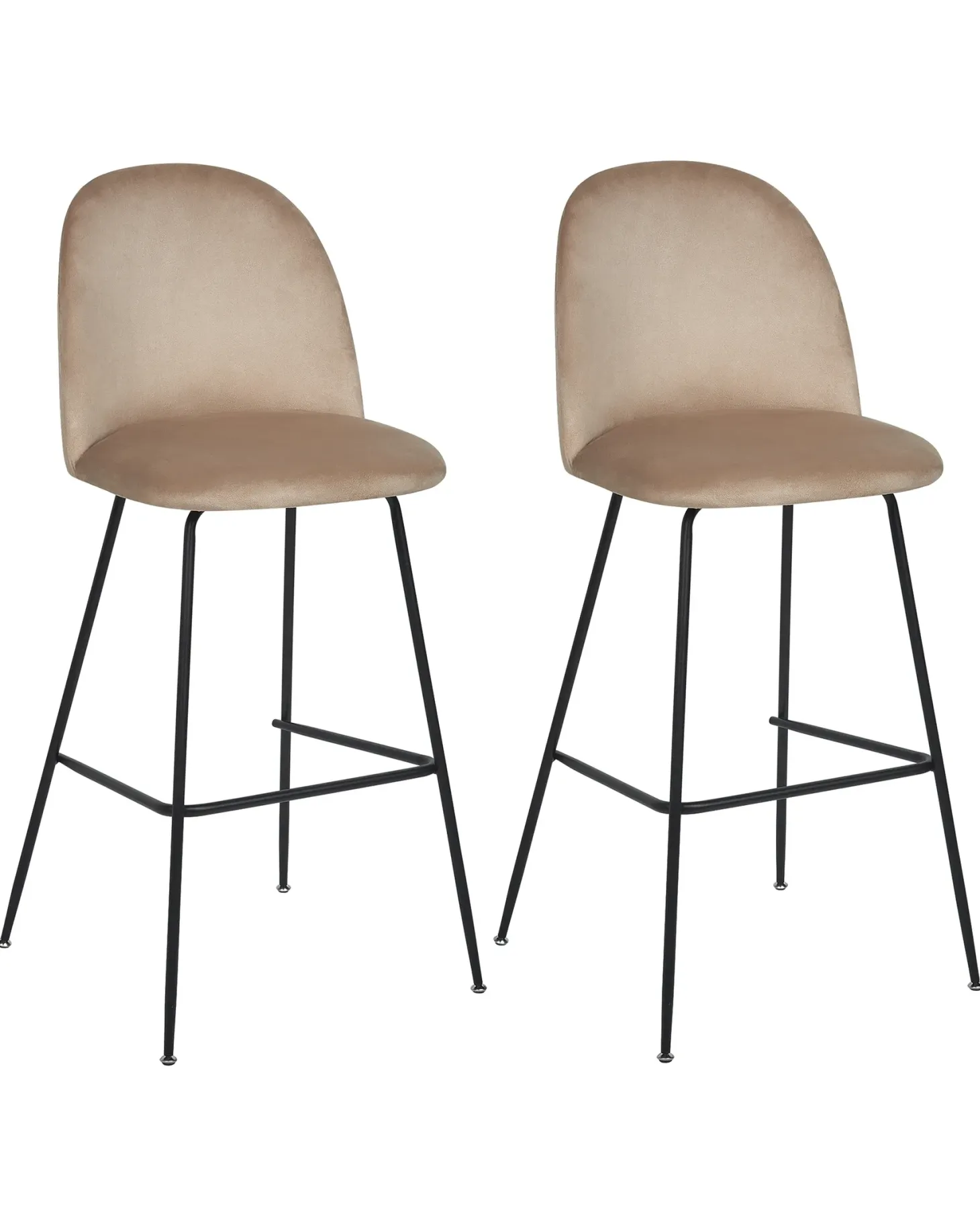 Sæt med 2 barstole ARCOLA Velour Brungrå